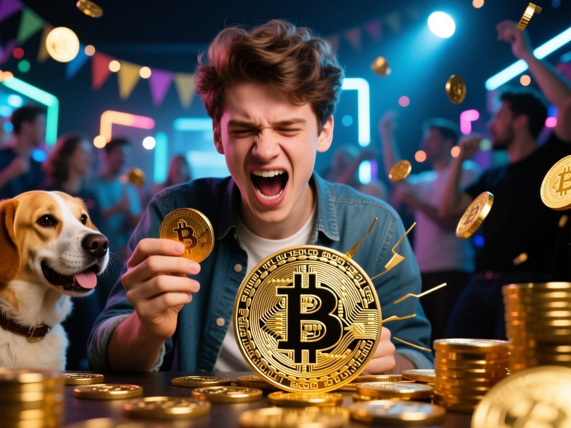 小伙买狗狗币崩溃了视频，加密狂欢背后的财富幻影