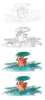 PS怎么制作踩在荷叶上小狐狸插画