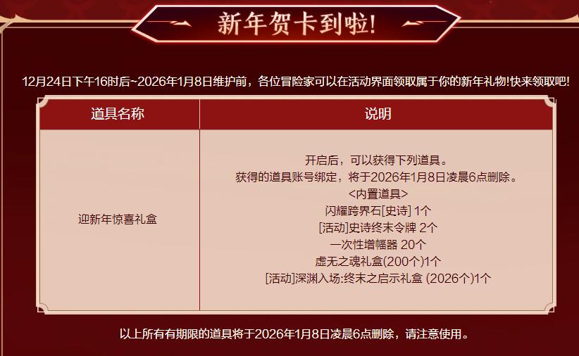 DNF2026迎新年惊喜礼盒领取地址