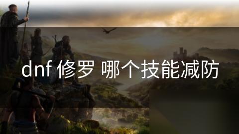 dnf 修罗 哪个技能减防