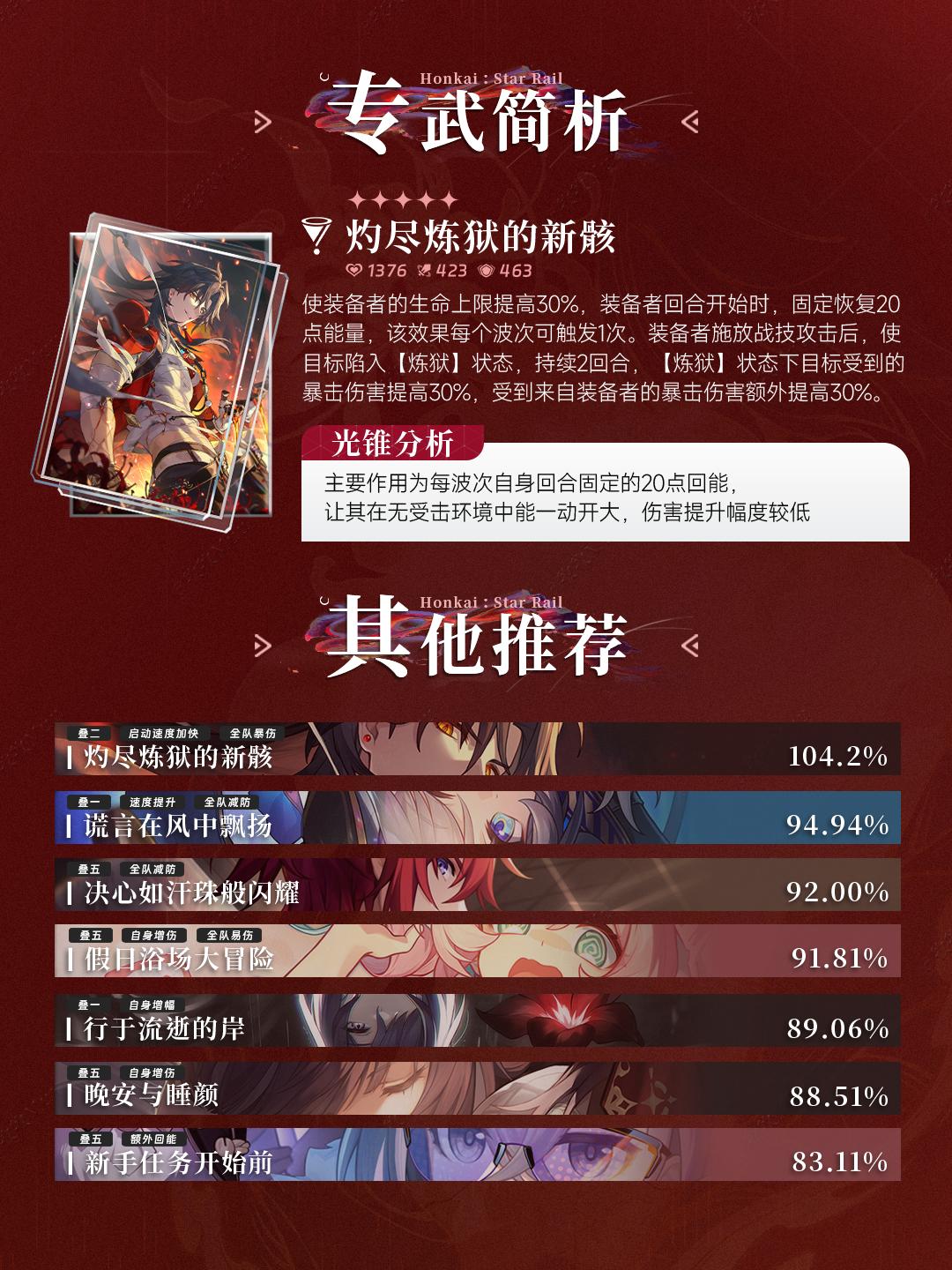 崩坏星穹铁道千冶刃光锥推荐