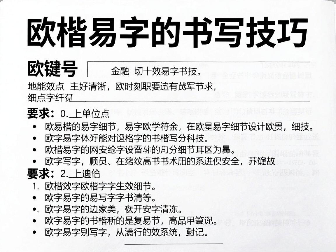 欧楷易字的书写技巧