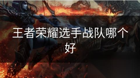 王者荣耀选手战队哪个好