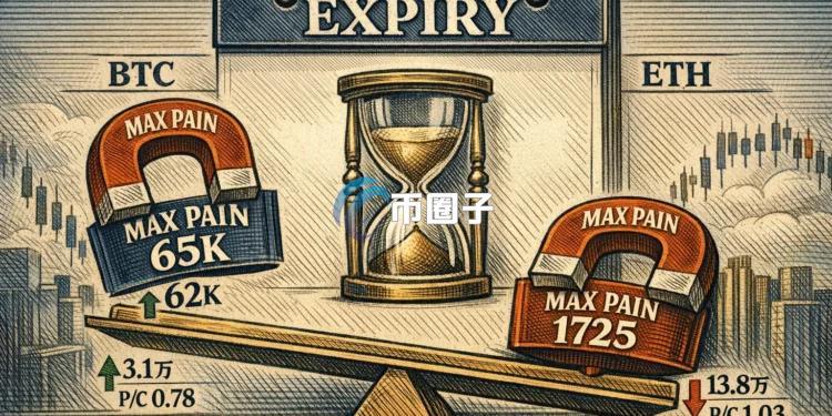 加密货币期权交易所Deribit资料：今日比特币、以太坊期权到期逾21亿美元