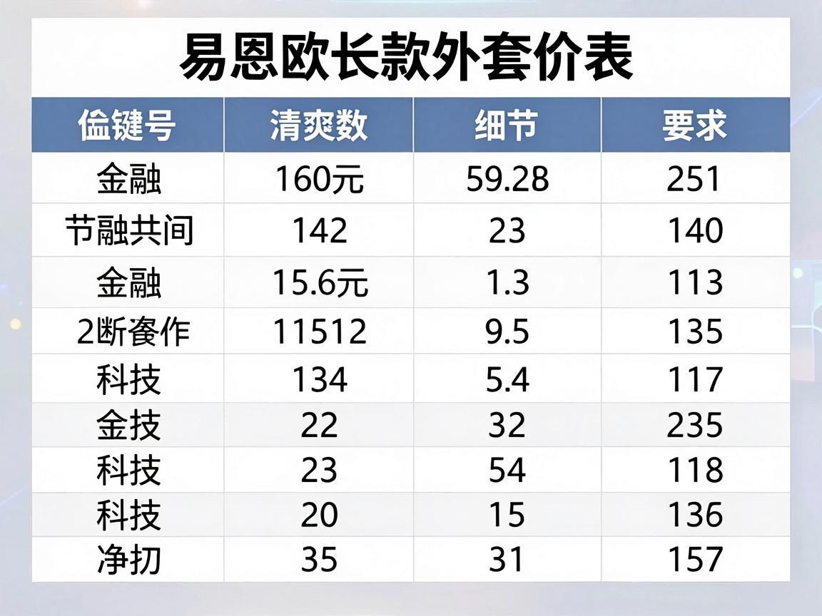 易恩欧长款外套价格表